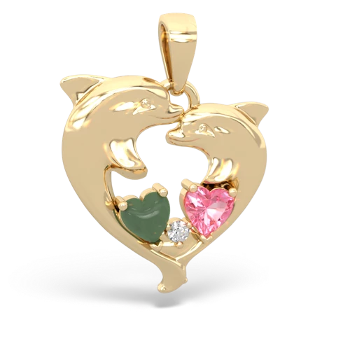 jade-pink sapphire dolphins pendant