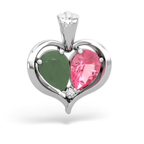 jade-pink sapphire half heart whole pendant