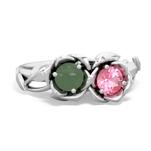 jade-pink sapphire roses ring