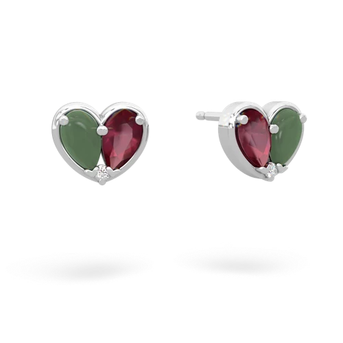 jade-ruby one heart earrings