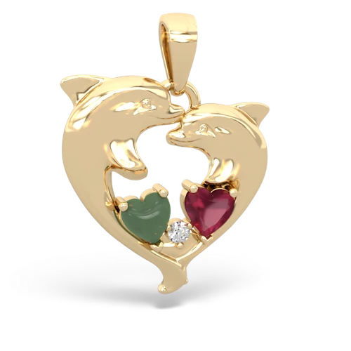 jade-ruby dolphins pendant