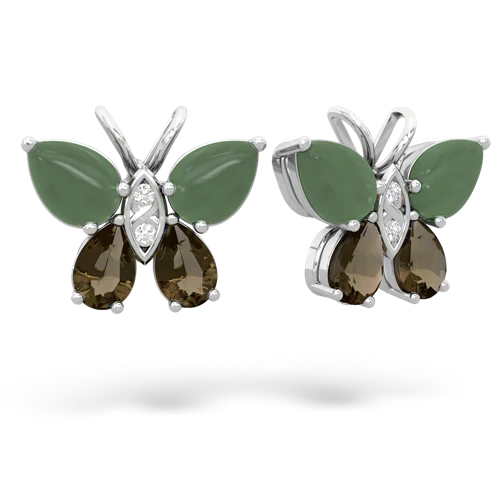 jade-smoky quartz butterfly earrings