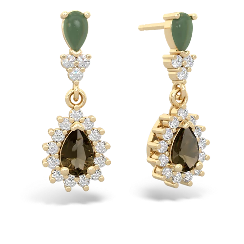 jade-smoky quartz dangle earrings