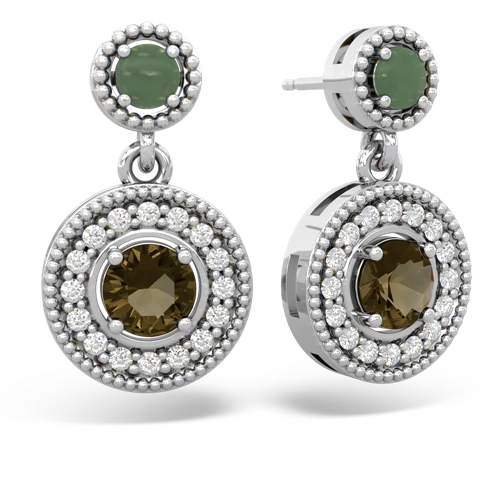 jade-smoky quartz halo earrings
