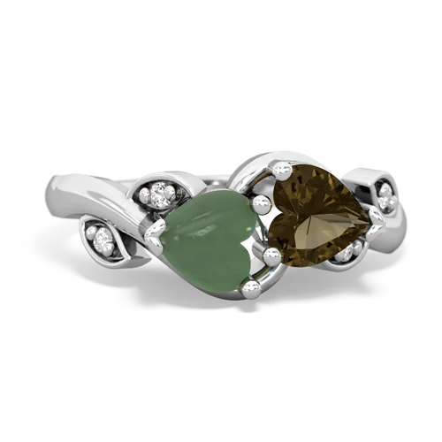jade-smoky quartz floral keepsake ring