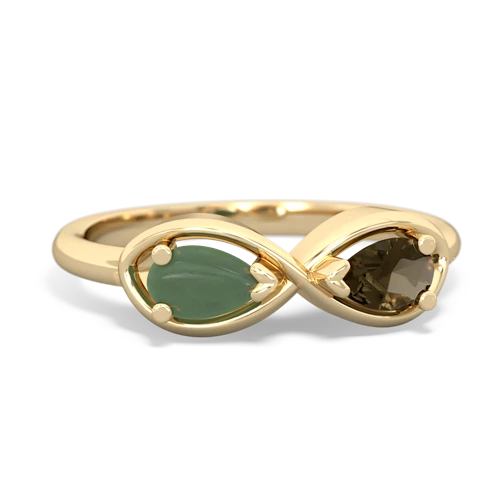jade-smoky quartz infinity ring