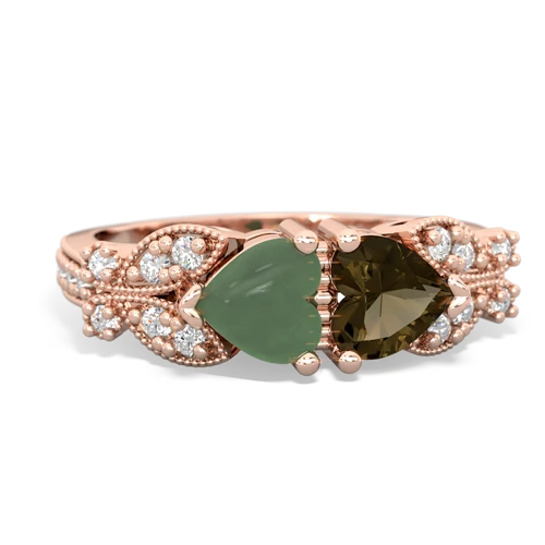 jade-smoky quartz keepsake butterfly ring