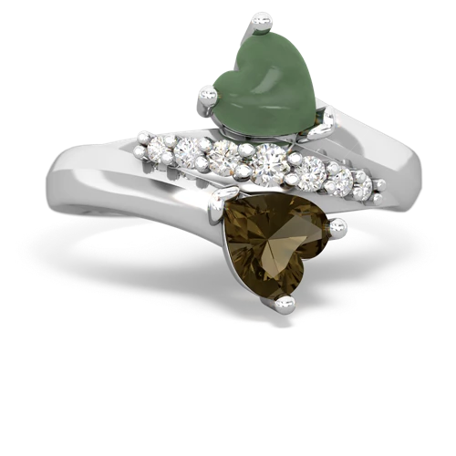 jade-smoky quartz modern ring