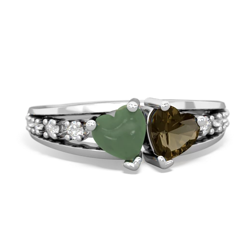 jade-smoky quartz modern ring