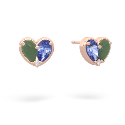 jade-tanzanite one heart earrings