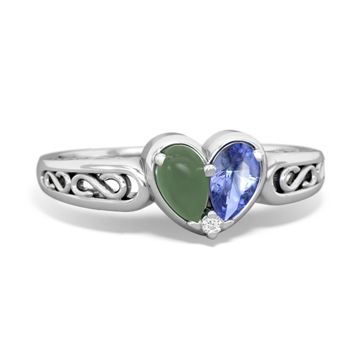 jade-tanzanite filligree ring