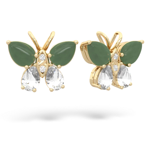 jade-white topaz butterfly earrings