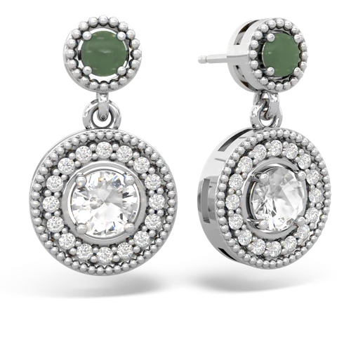 jade-white topaz halo earrings