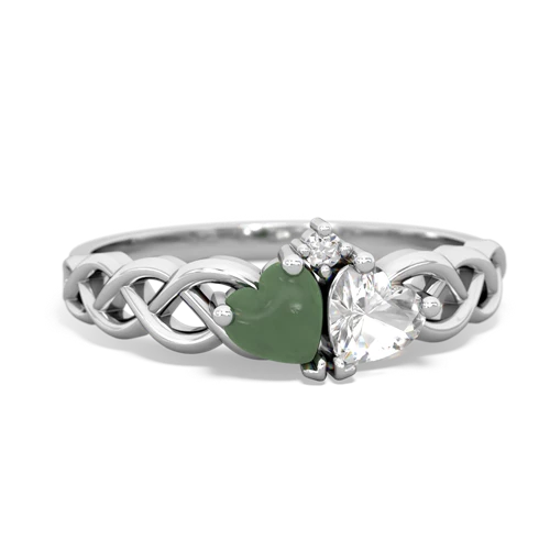 jade-white topaz celtic braid ring