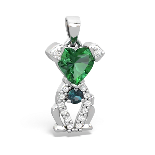 lab emerald-alexandrite birthstone puppy pendant