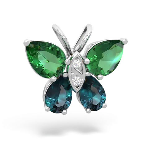 lab emerald-alexandrite butterfly pendant
