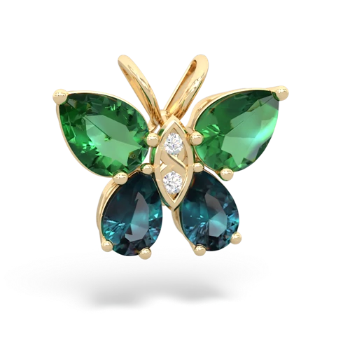 lab emerald-alexandrite butterfly pendant