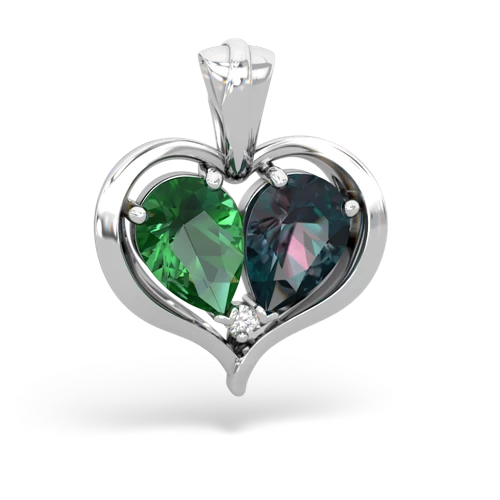 lab emerald-alexandrite half heart whole pendant