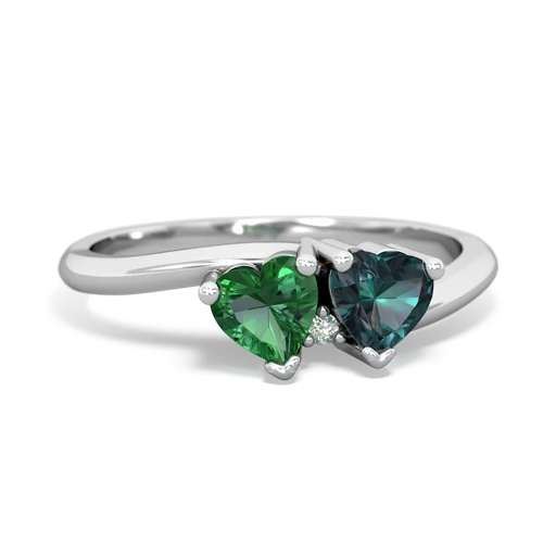 lab emerald-alexandrite sweethearts promise ring