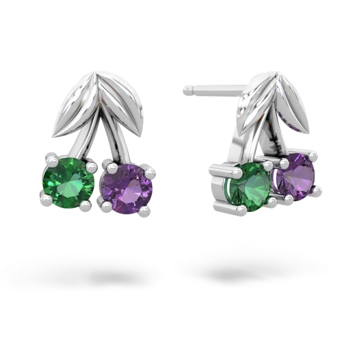 lab emerald-amethyst cherries earrings
