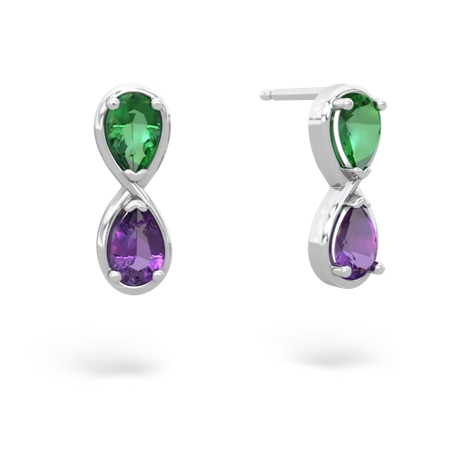lab emerald-amethyst infinity earrings