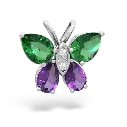 lab emerald-amethyst butterfly pendant