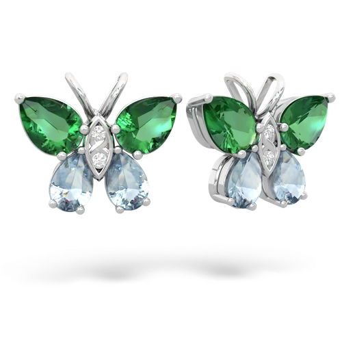 lab emerald-aquamarine butterfly earrings