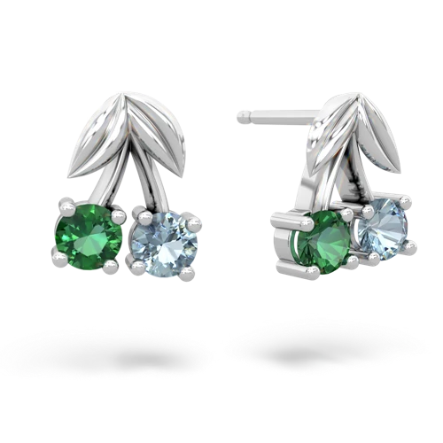 lab emerald-aquamarine cherries earrings