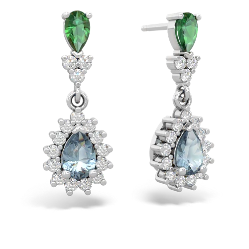 lab emerald-aquamarine dangle earrings