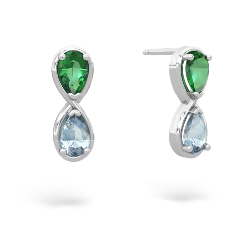 lab emerald-aquamarine infinity earrings