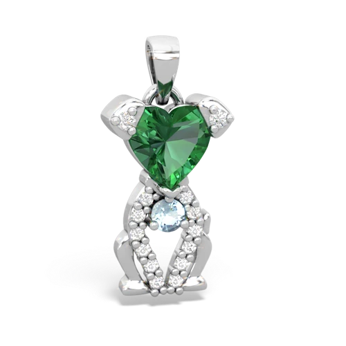 lab emerald-aquamarine birthstone puppy pendant