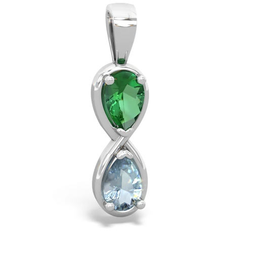 lab emerald-aquamarine infinity pendant