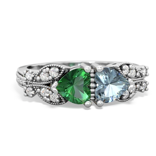 lab emerald-aquamarine keepsake butterfly ring