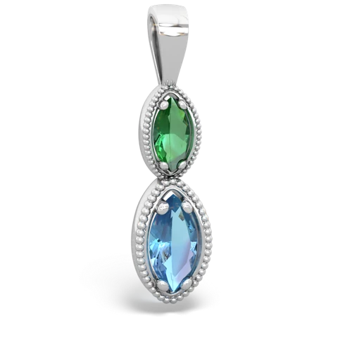 lab emerald-blue topaz antique milgrain pendant
