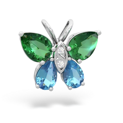 lab emerald-blue topaz butterfly pendant