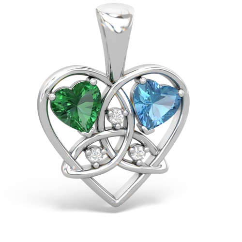 lab emerald-blue topaz celtic heart pendant