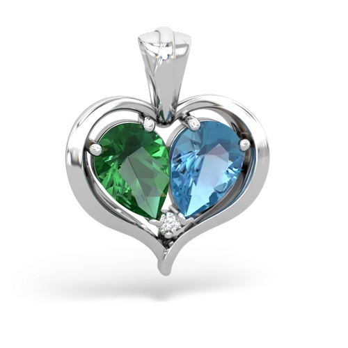 lab emerald-blue topaz half heart whole pendant