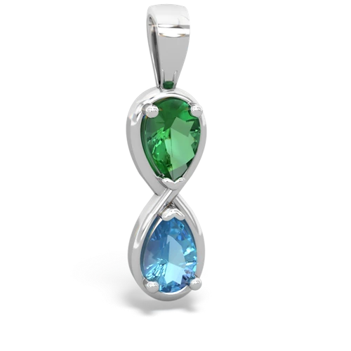 lab emerald-blue topaz infinity pendant