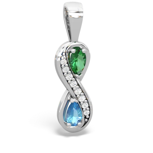 lab emerald-blue topaz keepsake infinity pendant