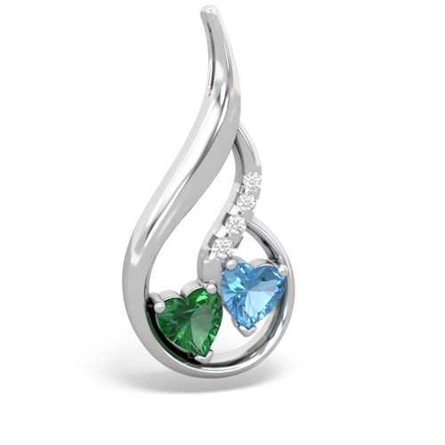 lab emerald-blue topaz keepsake swirl pendant