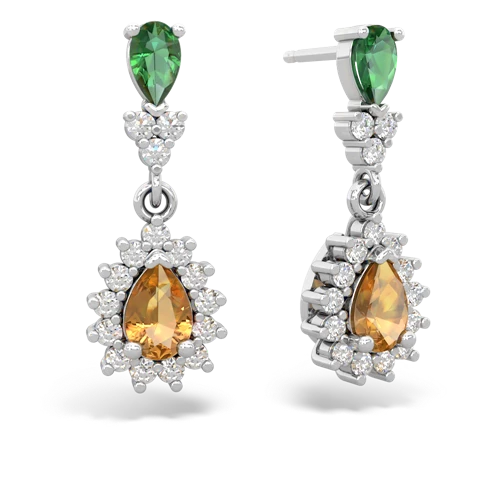 lab emerald-citrine dangle earrings