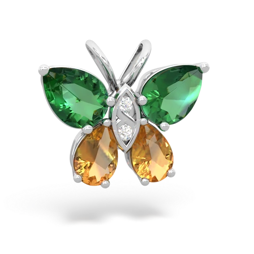 lab emerald-citrine butterfly pendant