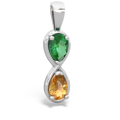 lab emerald-citrine infinity pendant