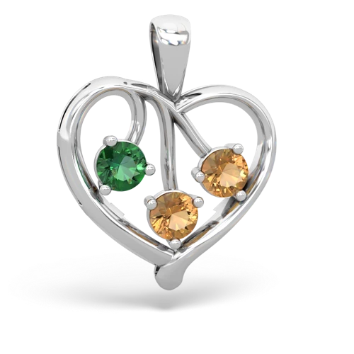 lab emerald-citrine love heart pendant