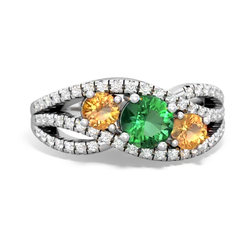 lab emerald-citrine three stone pave ring