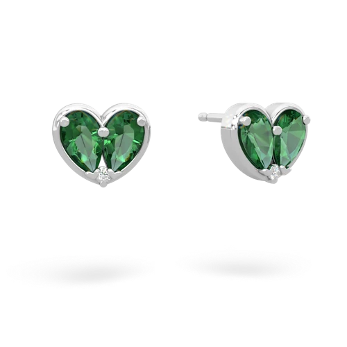 lab emerald one heart earrings