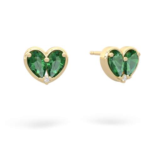 lab emerald one heart earrings