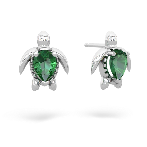 lab emerald sea turtle earrings