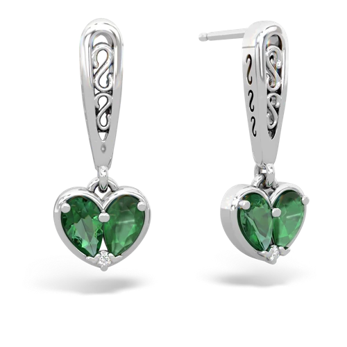 lab emerald-emerald filligree earrings