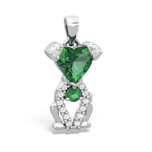 lab emerald-emerald birthstone puppy pendant